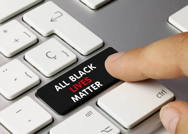 All Black Lives Matter Geschrieben Auf Der Schwarzen Taste Der — Stockfoto