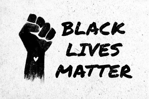 Ilustracja Stockowa Podniesionej Czarnej Pięści Fraza Black Lives Matter Stylu — Zdjęcie stockowe