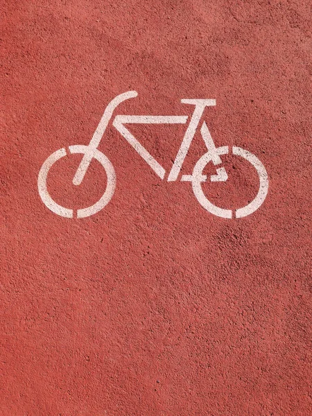 Stock Photo Bike Lane Sign Painted Orange Ground — Stock Photo, Image