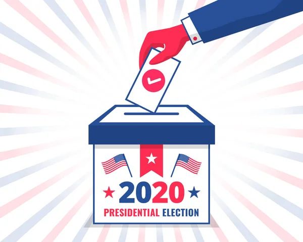 Volby Muže Hlasovacích Urnách Pro Prezidentské Volby Usa Roce 2020 — Stockový vektor