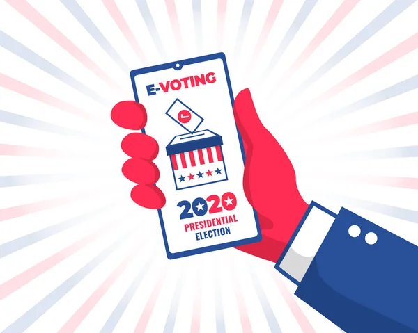 Hand Phone Voting Online 2020 Προεδρικές Εκλογές Ηπα — Διανυσματικό Αρχείο