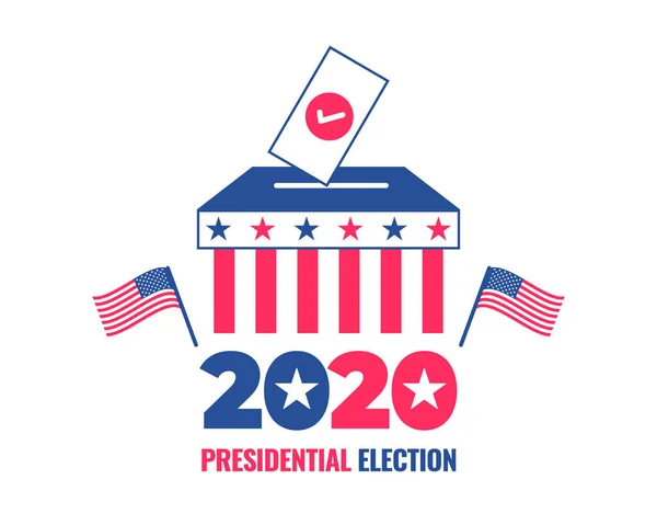 Президентські Вибори 2020 Прапор Сша Урною Зірками Прапорами — стоковий вектор