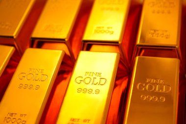 Arka planda parlak Bullion 'lar, kapatın