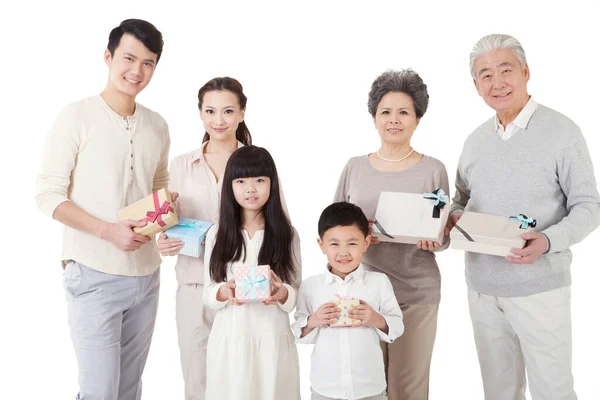 Happy Family White Background — Stock Photo, Image