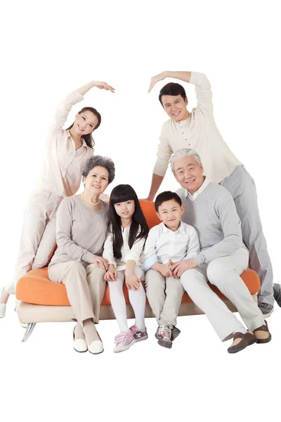 Happy Family White Background — Stock Photo, Image