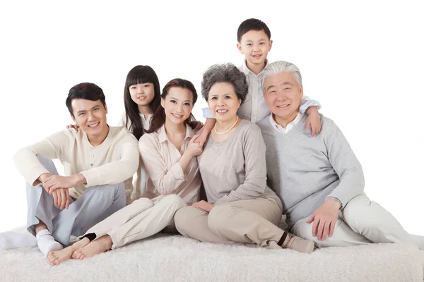 Gelukkig Familie Witte Achtergrond — Stockfoto