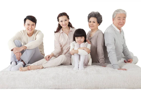 The Oriental family on white background