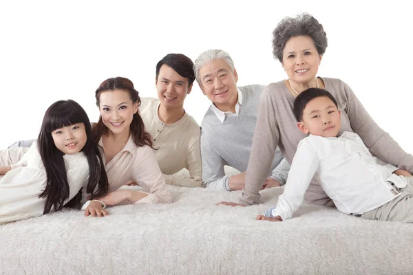 Happy family on white background