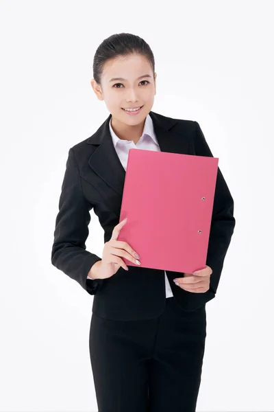 Fashion Business Woman Holding Folder — Stock Photo, Image