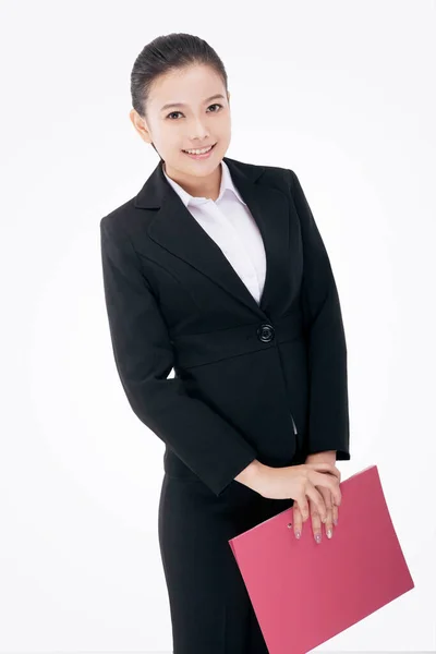 Fashion Business Woman Holding Folder — Stock Photo, Image