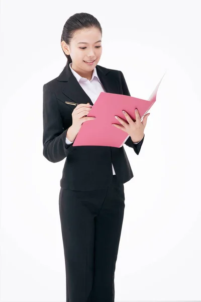 Kobieta Biznesu Mody Posiadająca Folder — Zdjęcie stockowe