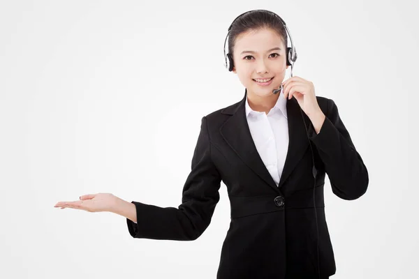 Orientalische Geschäftsfrau Mit Headset — Stockfoto