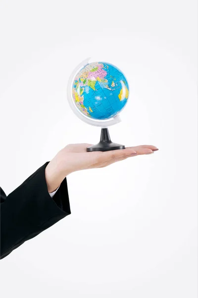 Hand Holding Globe Business Lady — Stock Photo, Image