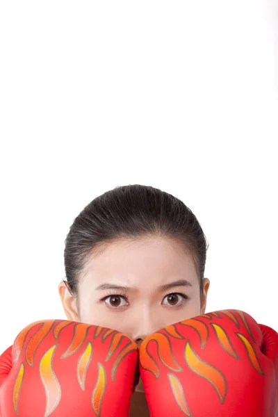 Mujer Negocios Con Guantes Boxeo —  Fotos de Stock