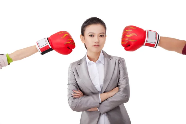 Feminino Negócios Com Adversários — Fotografia de Stock