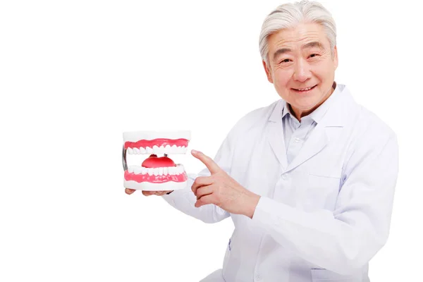 Oriental Dentista Fundo Branco — Fotografia de Stock