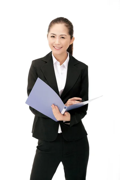 Business Woman Folder — Stock Photo, Image