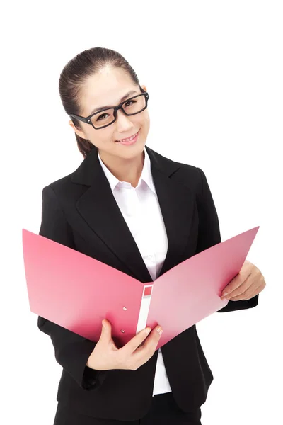 Business Woman Folder — Stock Photo, Image