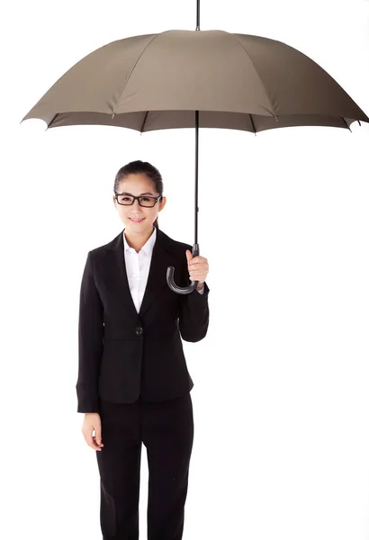 Mulher Negócios Segurando Guarda Chuva — Fotografia de Stock