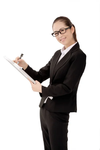 Business Lady White Board — Stock Photo, Image