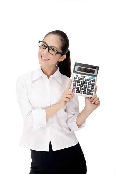 Femme Affaires Avec Calculatrice — Photo