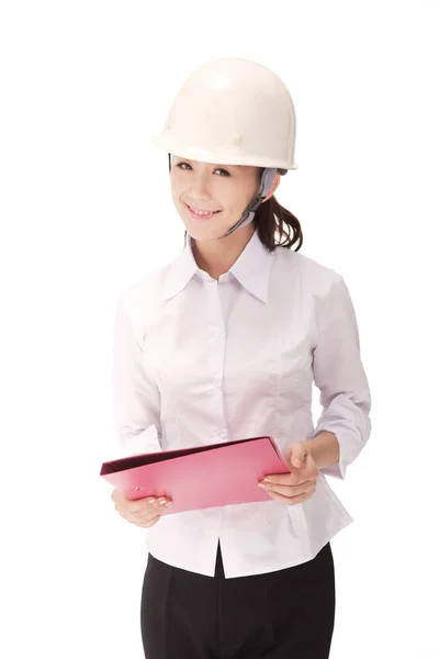 Mujer Negocios Con Casco Seguridad — Foto de Stock