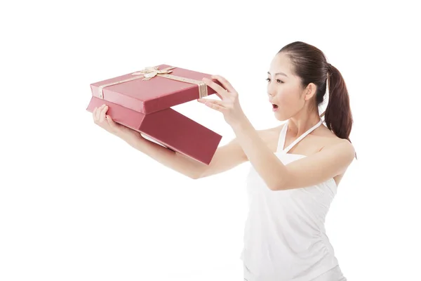 Business Woman Gift Box — Stock Photo, Image