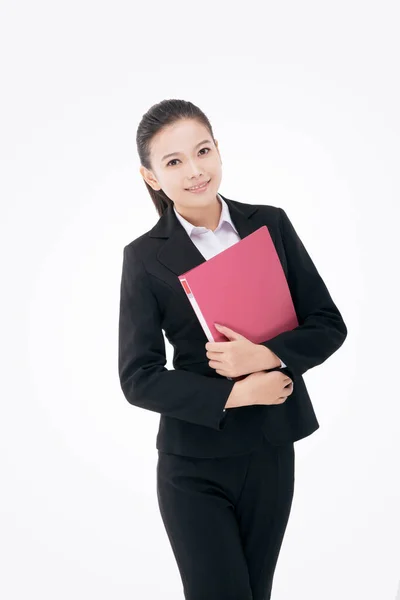 Fashion Business Woman Holding Folder Stock Photo