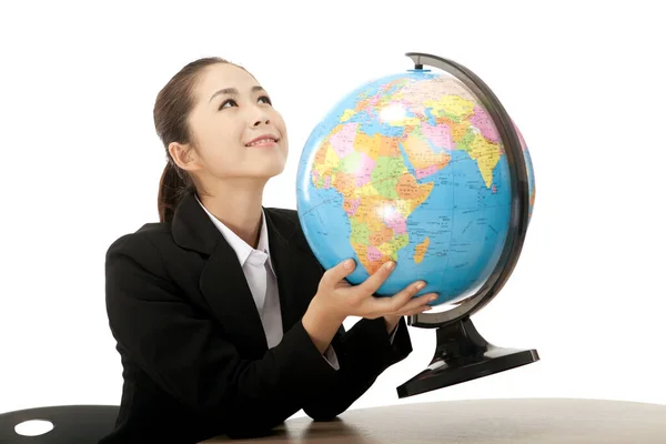 Business Woman Holding Globe Royalty Free Stock Images
