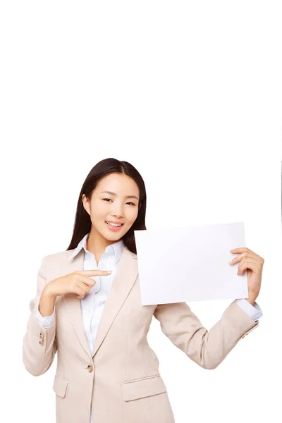 Donna Affari Con Bordo Bianco — Foto Stock