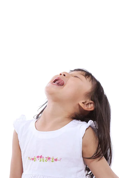 Little Girl Sticking Out Tongue Portrait — Stock Photo, Image