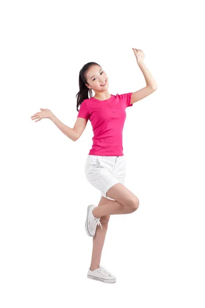 Jonge Vrouw Dansen Glimlachen — Stockfoto