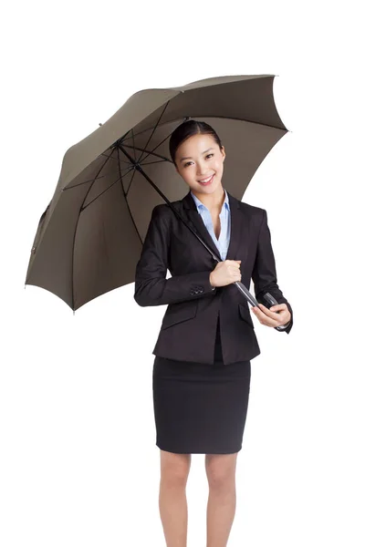 Portret Van Een Zakenvrouw Onder Paraplu — Stockfoto