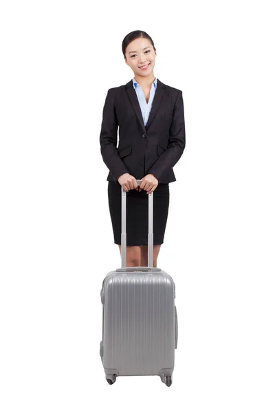 Businesswoman Walking Suitcase — Stock Photo, Image