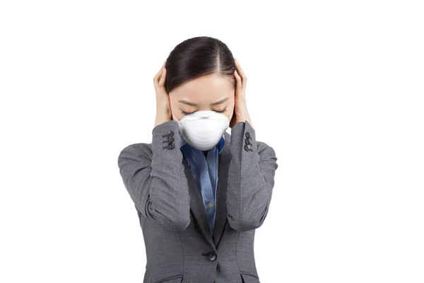 Portrait Woman Wearing Face Mask — Stock Photo, Image