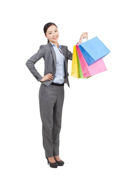 Junge Frau Mit Einkaufstüten — Stockfoto