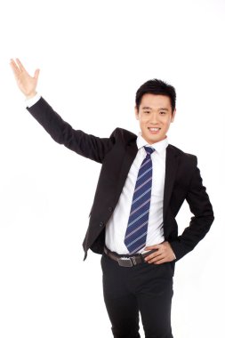 İş adamı yumruklarıyla gülüyor