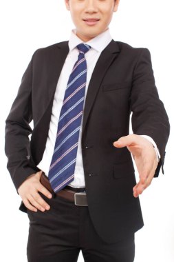 Beyaz arkaplanda Asyalı İşadamı El sıkışması