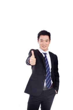 Kolları havada duran bir iş adamının portresi.