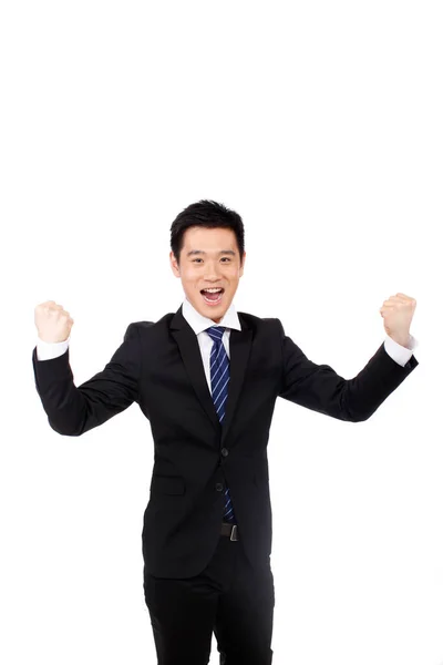 Businessman Laughing Fists — Stock Photo, Image