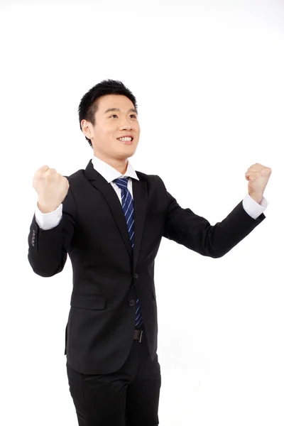 Businessman Laughing Fists — Stock Photo, Image