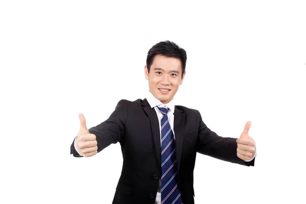 Businessman Laughing Fists — Stock Photo, Image