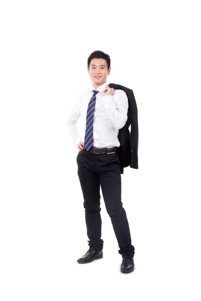 Businessman Holding Jacket White Background — Stock Photo, Image