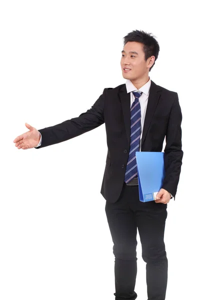 Asian Businessman Handshake White Background — Stock Photo, Image