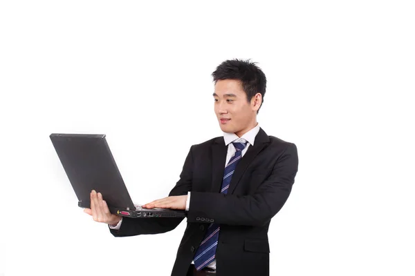 Asiatico Businessman Holding Computer Portatile — Foto Stock