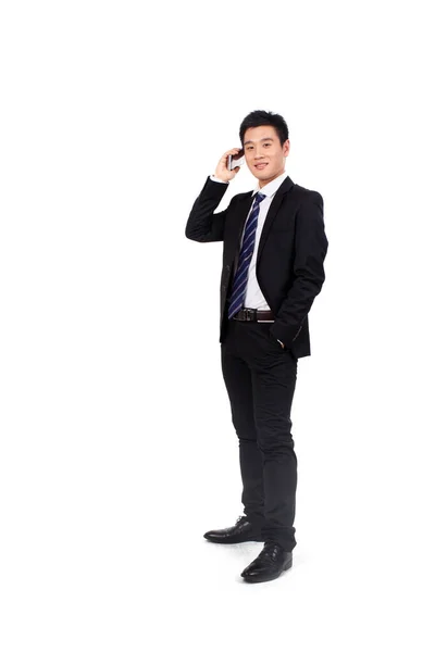 Portrait Businessman Standing Cellular Phono — Stock Photo, Image