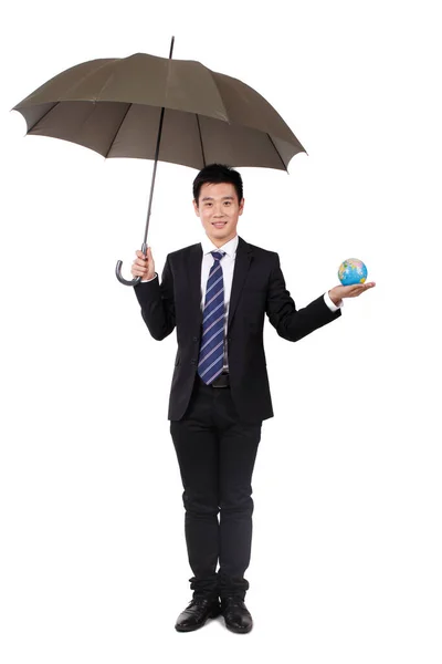 Zakenman Met Paraplu — Stockfoto