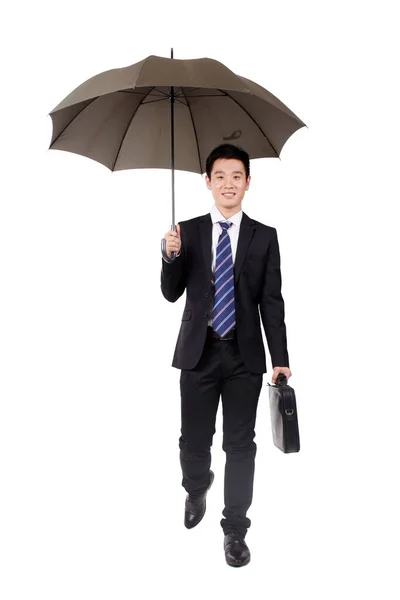 Homme Affaires Tenant Parapluie — Photo