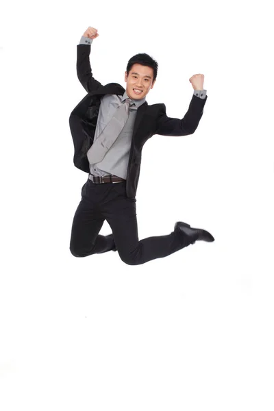 Jumping Businessman White Background — Stock Photo, Image