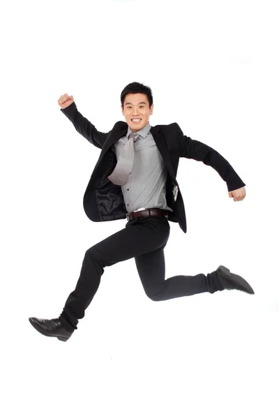 Jumping Businessman White Background — Stock Photo, Image